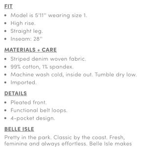 Torrid -  Belle Isle striped denim trouser NWT